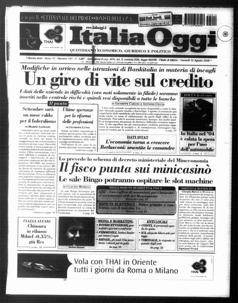 Italia oggi : quotidiano di economia finanza e politica